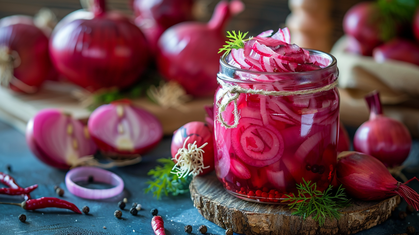 Eingelegte rote Zwiebeln (pickled onions)